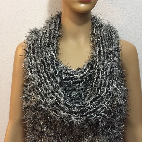Fluffy Knit Scarf Convertible To Sleeveless Dress - Picture 3 of 8